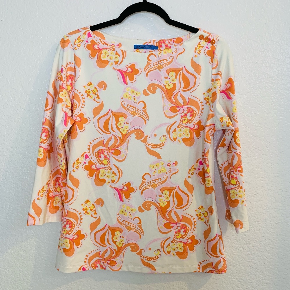 J.McLaughlin Wavesong Top in Trinidad Size Large Catalina Cloth White Floral